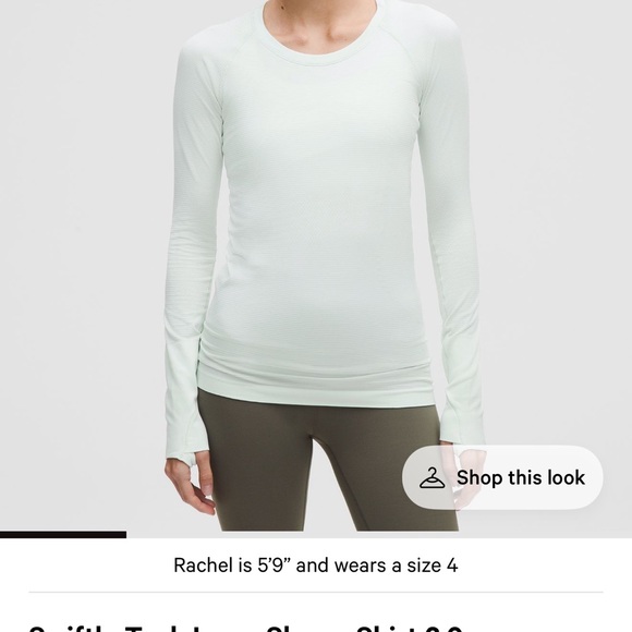 Lululemon Swiftly Tech Long-Sleeve Shirt 2.0 in light/ice blue, sz 8, hip length - Picture 10 of 10